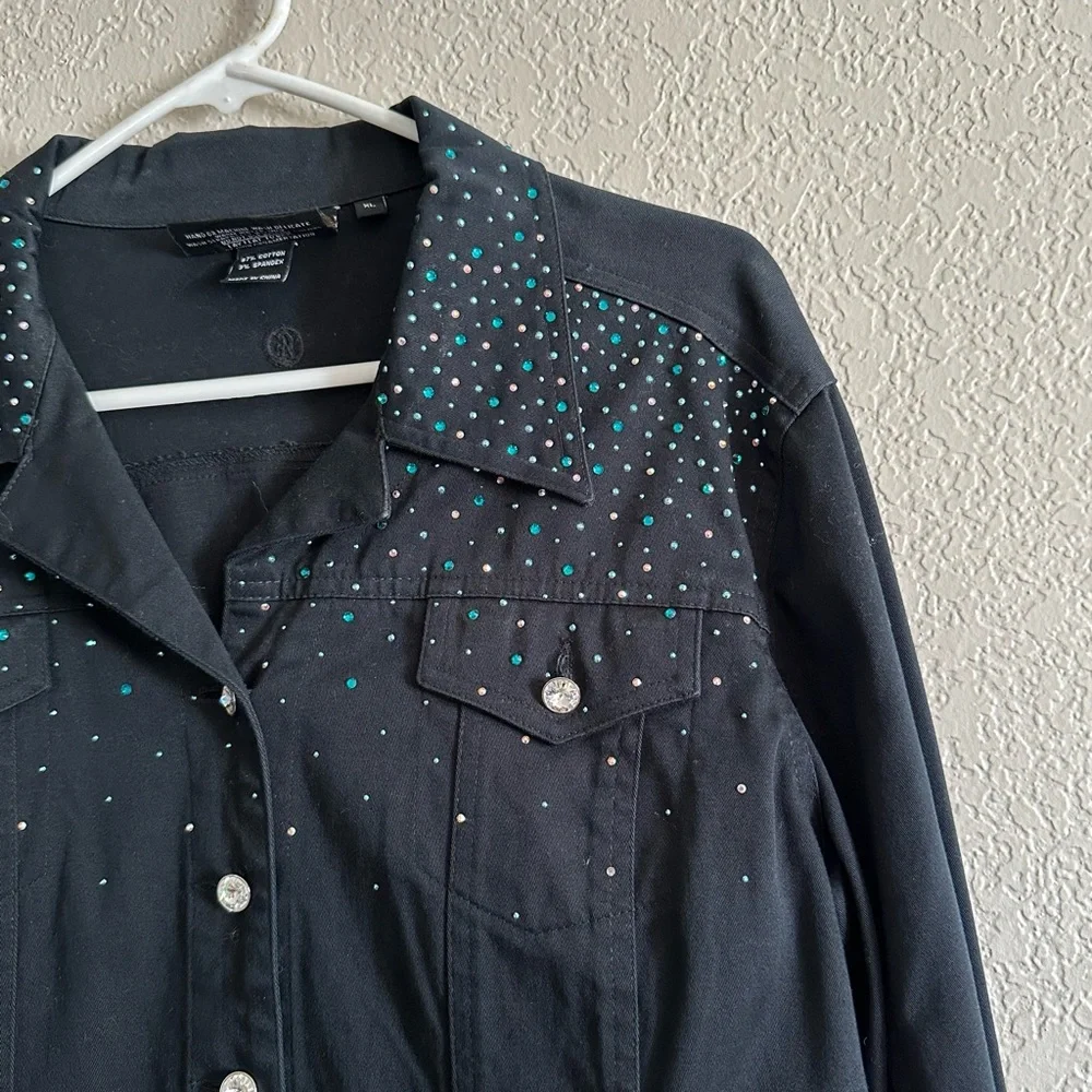 Christine Alexander women’s black vintage 90s denim jacket size XL - Picture 4 of 5